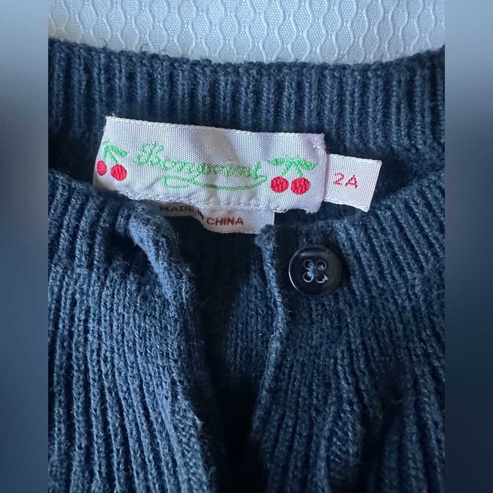 Bonpoint Navy Ribbed Cotton Cardigan Size 2T - Picture 4 of 8